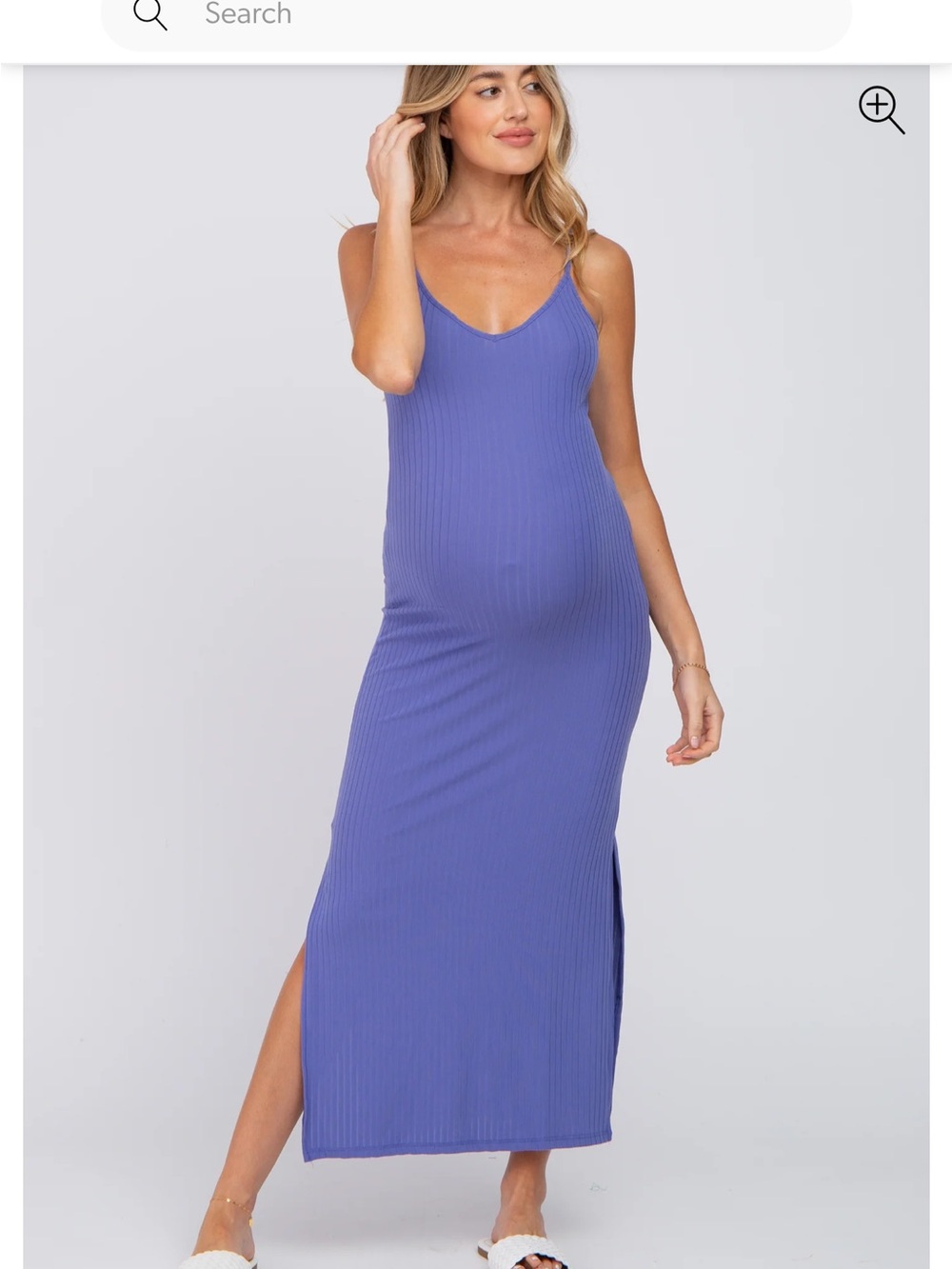 Ribbed Maxi Slip Dress in Periwinkle Purple Maternity
